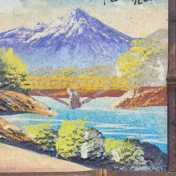 Vintage Puerto Rico Mountain Landscape 3D Picture With Bamboo Frame - Picture 4 of 7